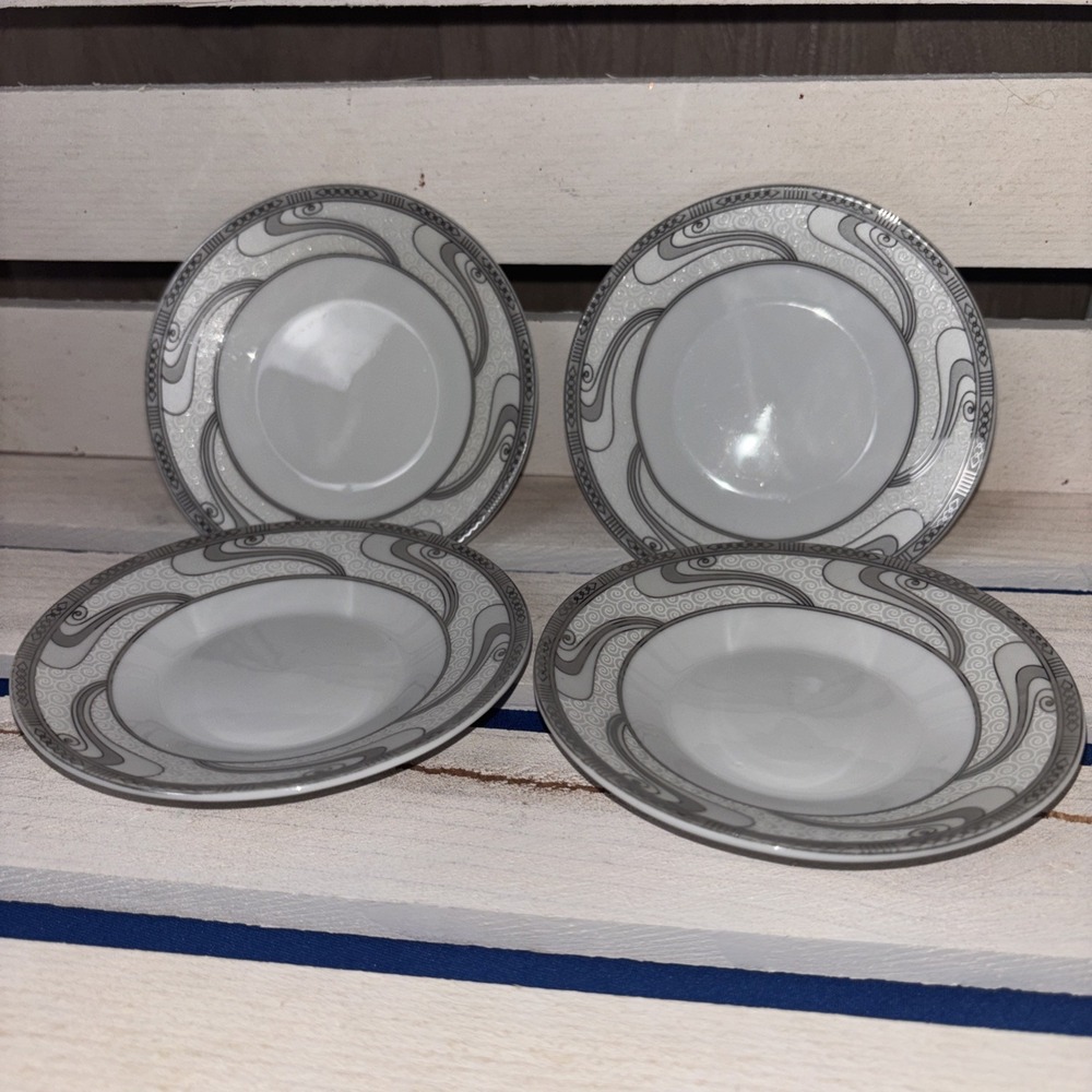 Golden Star Imports Porcelain Tea Saucer replacement plates 4 Gray/white